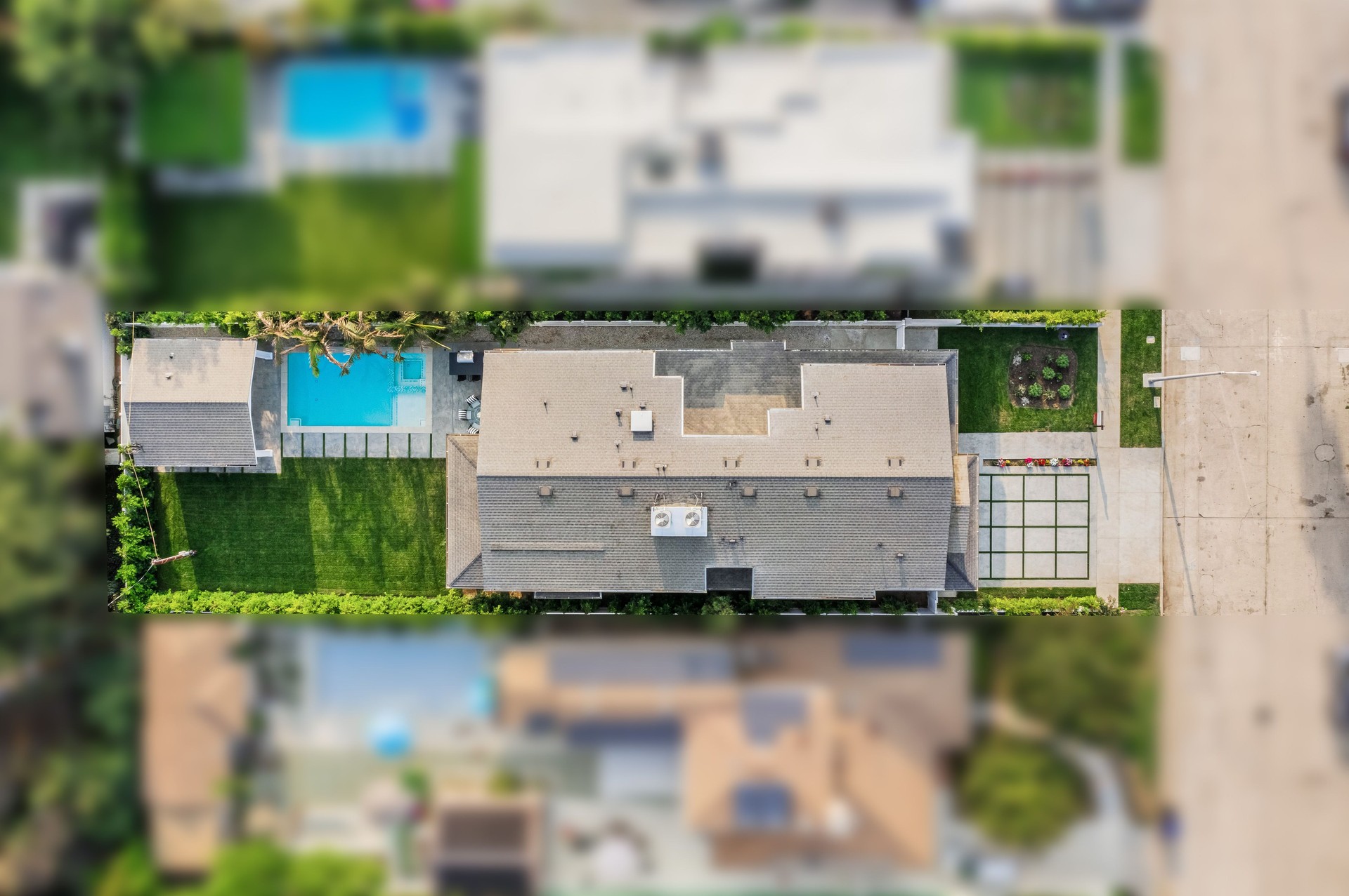 Exterior view of a contemporary new home in Los Angeles.